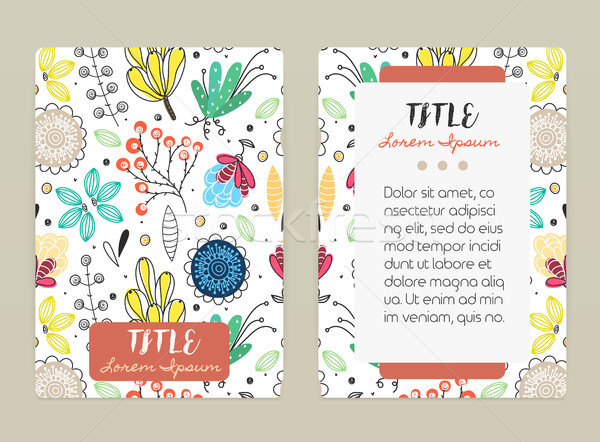 Cover design with floral pattern. Hand drawn creative flowers. Colorful artistic background with blo Stock photo © user_10144511