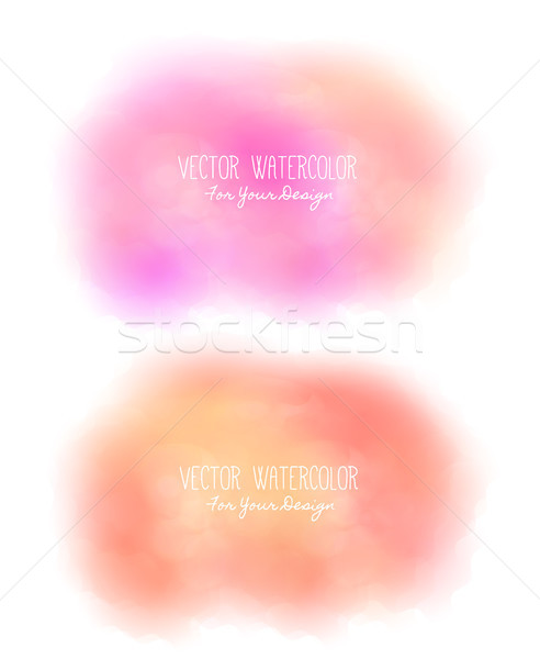 Set of 2 bright stains. Pseudo watercolor. Paint texture. Colorful daub. It can be used as backgroun Stock photo © user_10144511