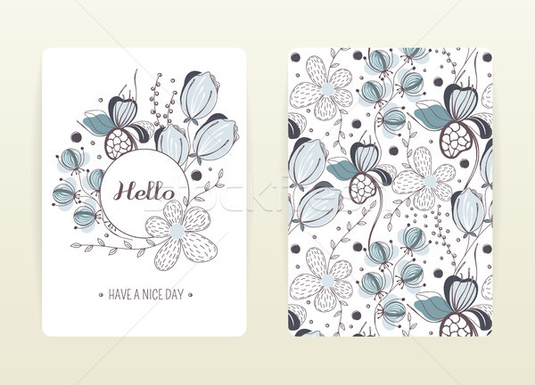 Cover design with floral pattern. Hand drawn creative flowers. Colorful artistic background with blo Stock photo © user_10144511