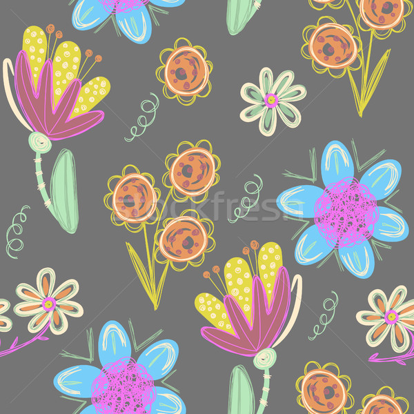 Virágmintás végtelen minta kézzel rajzolt kreatív virágok színes Stock fotó © user_10144511