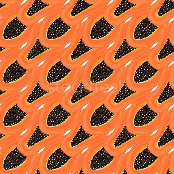 Seamless pattern with tropical fruits. Healthy dessert. Fruity background. Carica papaya. Exotic foo Stock photo © user_10144511