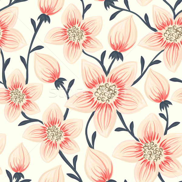 Floral seamless pattern. Hand drawn creative flowers. Colorful artistic background. Abstract herb Stock photo © user_10144511