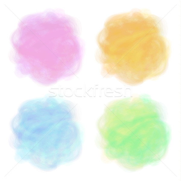 Set of 4 bright spots. Pseudo watercolor stains. Round elements with paint texture. Colorful art sha Stock photo © user_10144511