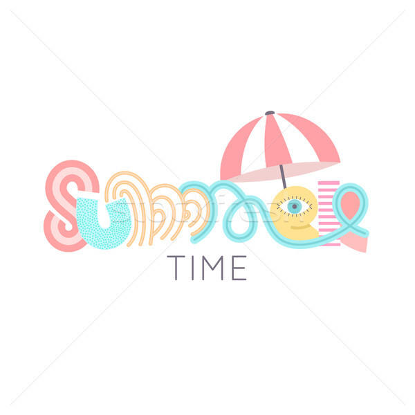 Summertime. Cute hand drawn lettering. Summer. Colorful letters. Doodle. Season of rest and travel.  Stock photo © user_10144511