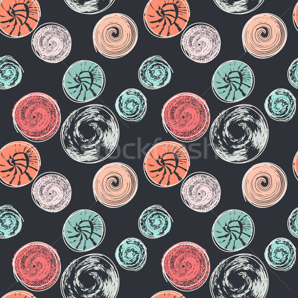 Seamless pattern with round textured stains. Abstract background with different circular prints. Spo Stock photo © user_10144511