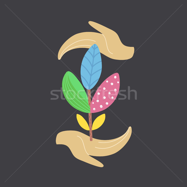 World environment day concept. Human hands holding abstract plant. Save nature. Eco friendly design. Stock photo © user_10144511