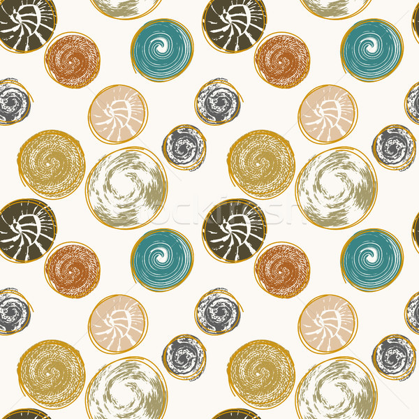 Stock photo: Seamless pattern with round textured stains. Abstract background with different circular prints. Spo