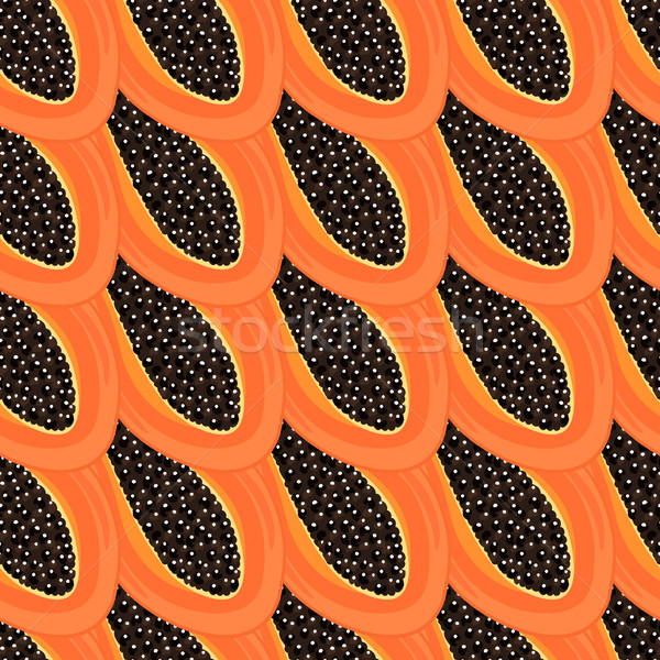 Seamless pattern with tropical fruits. Healthy dessert. Fruity background. Carica papaya. Exotic foo Stock photo © user_10144511