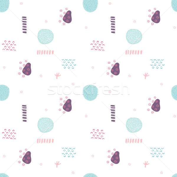 Vector seamless pattern with hand drawn abstract shapes. Spotted and textured figures. Unique design Stock photo © user_10144511