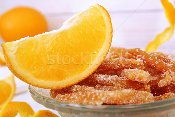 Domowej roboty kandyzowany pomarańczowy szkła puchar Zdjęcia stock © user_11056481