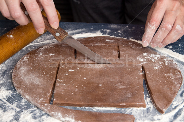 Preparation gingerbread house for Christmas New Year celebration Stock photo © user_11056481
