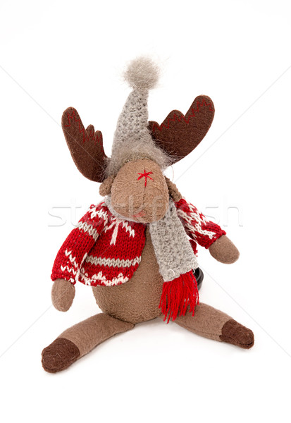 Elk, soft doll, traditional Christmas decoration isolated on whi Stock photo © user_11056481