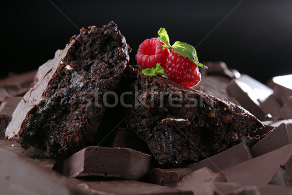 шоколадом домовой украшенный малиной мята продовольствие Сток-фото © user_11056481