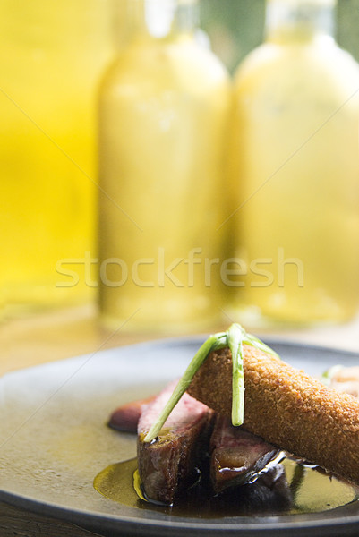 Duck breast and kromesk from a duck leg with plum sauce Stock photo © user_11056481