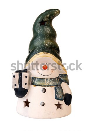 Ceramic aroma lamp. Snowman isolated on white. Christmas decorat Stock photo © user_11056481