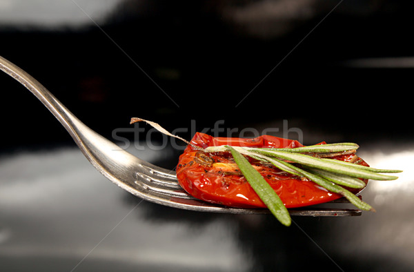 Fetta pomodori secchi forcella nero riflessione sani Foto d'archivio © user_11056481