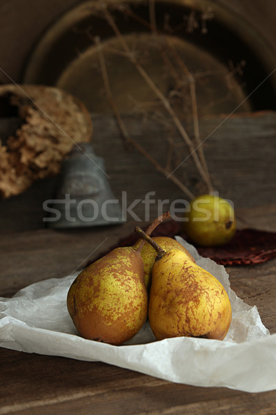 Autumn still life with ripe homegrown pears from rural garden Stock photo © user_11056481