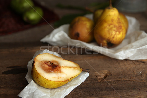 Autumn still life with ripe homegrown pears from rural garden Stock photo © user_11056481