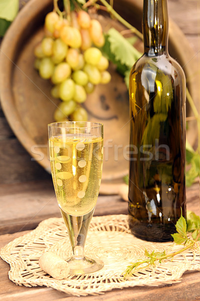 Vintage wine glass against background bunch of grapes and cooper Stock photo © user_11056481