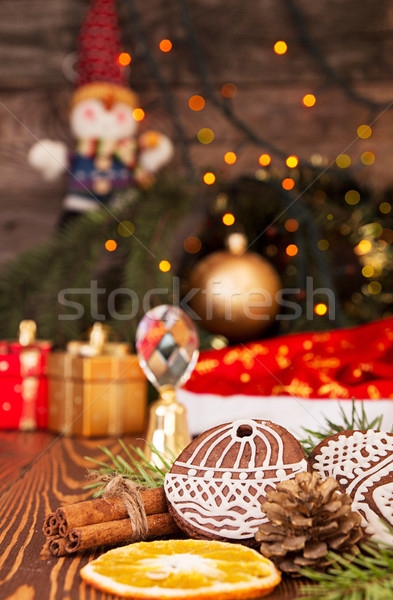 Stockfoto: Christmas · peperkoek · cookies · tak