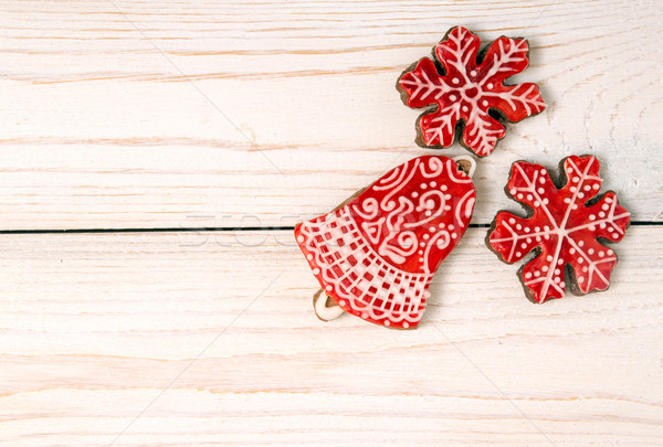 Christmas New Year holiday background. Red gingerbread cookies Stock photo © user_11056481
