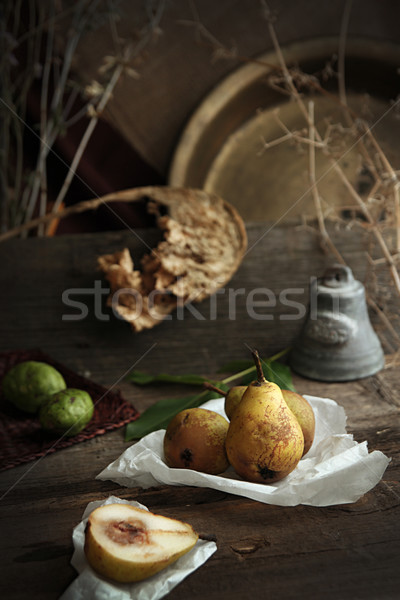 Autumn still life with ripe homegrown pears from rural garden Stock photo © user_11056481