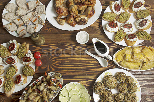 Cena copia spazio legno pollo fette Foto d'archivio © user_11056481