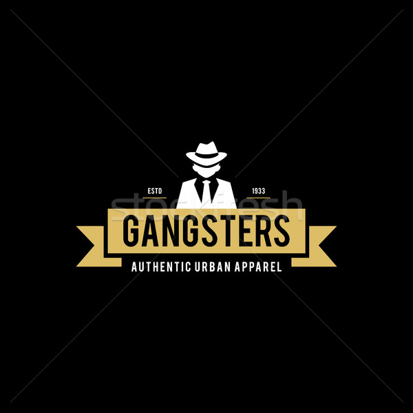 Retro odznakę mafia człowiek czarny garnitur Zdjęcia stock © user_11138126