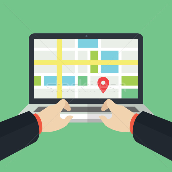 Geo Location Flat Laptop Design Stock photo © user_11138126