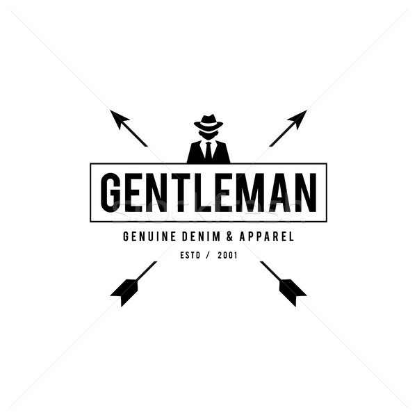 Retro badge Gangsters and Mafia. Man in black suit. Vector illustration Stock photo © user_11138126