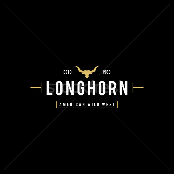 Vintage label with silhouette of bull head. Texas Wild West Theme. Vector illustration Stock photo © user_11138126