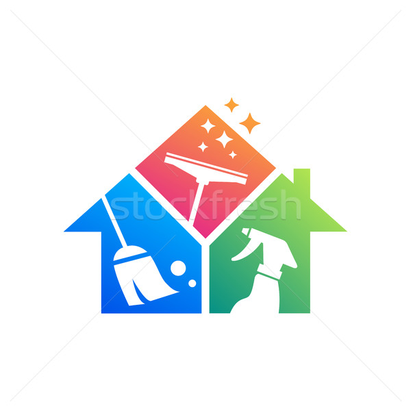 Czyszczenia usługi logo firmy projektu domu Zdjęcia stock © user_11138126