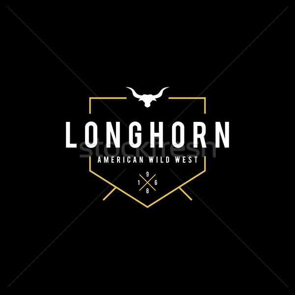Vintage label with silhouette of bull head. Texas Wild West Theme. Vector illustration Stock photo © user_11138126