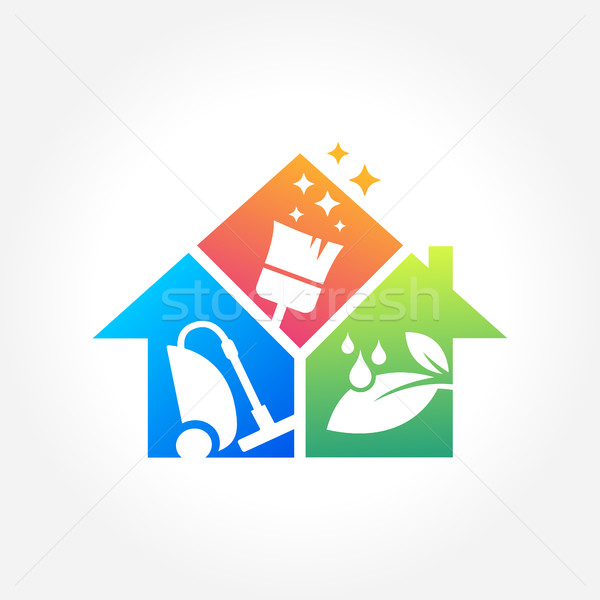 Stock photo: Cleaning Service Business logo design, Eco Friendly Concept for Home and Building