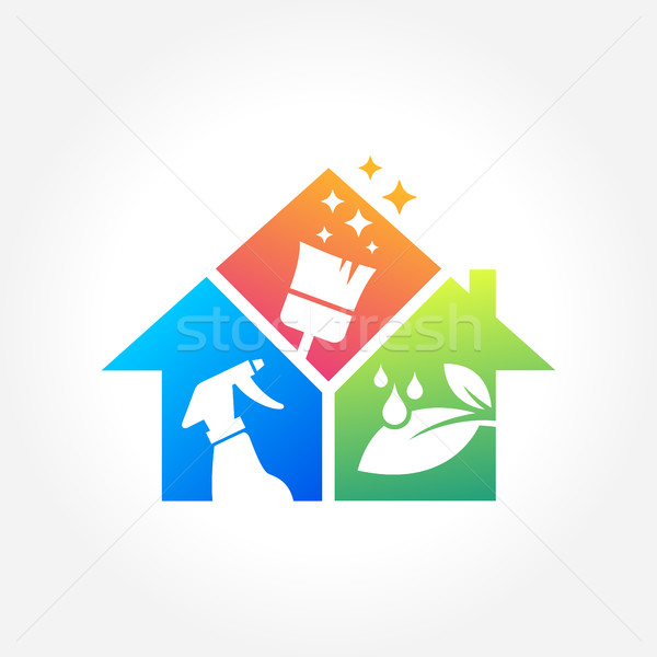Cleaning Service Business logo design, Eco Friendly Concept for Home and Building Stock photo © user_11138126