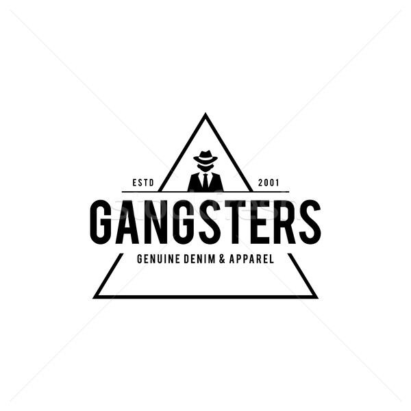 Retro badge Gangsters and Mafia. Man in black suit. Vector illustration Stock photo © user_11138126