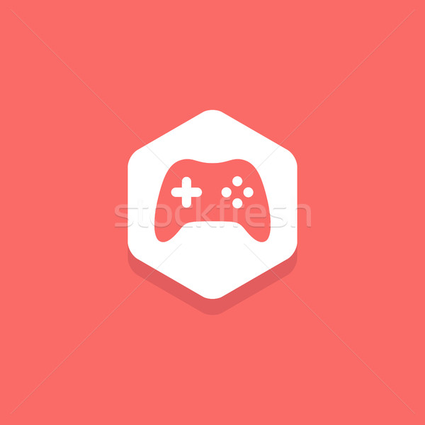 Game stick inside hexagon, flat design icon Stock photo © user_11138126