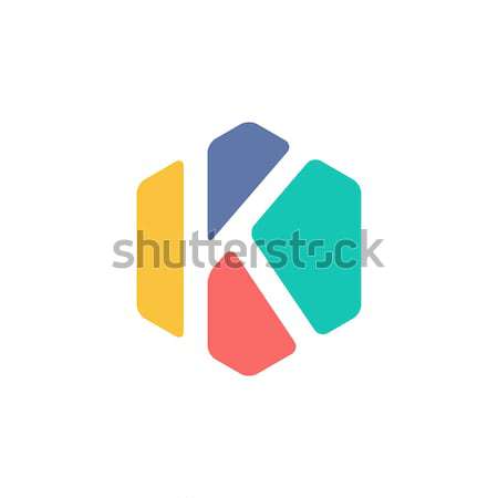 Letter K inside Colorful Hexagon shape Stock photo © user_11138126