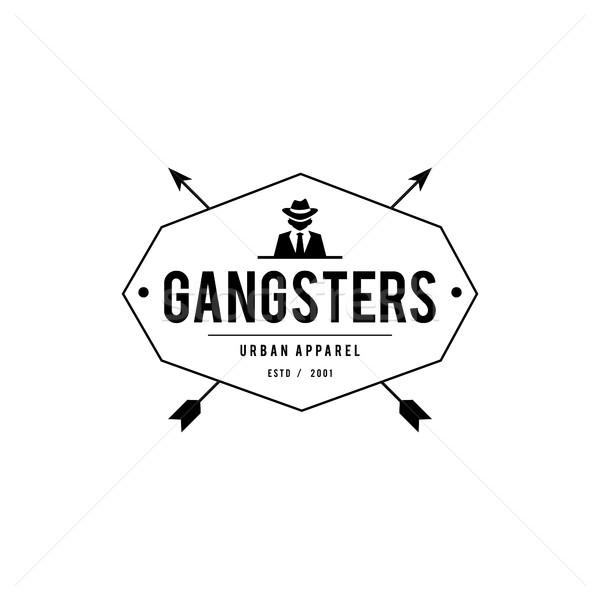 Retro Abzeichen Gangster Mafia Mann schwarzen Anzug Stock foto © user_11138126