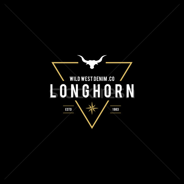 Vintage label with silhouette of bull head. Texas Wild West Theme. Vector illustration Stock photo © user_11138126