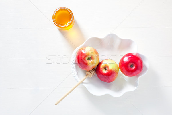 Apples, pomegranate and honey for Rosh Hashanah Stock photo © user_11224430