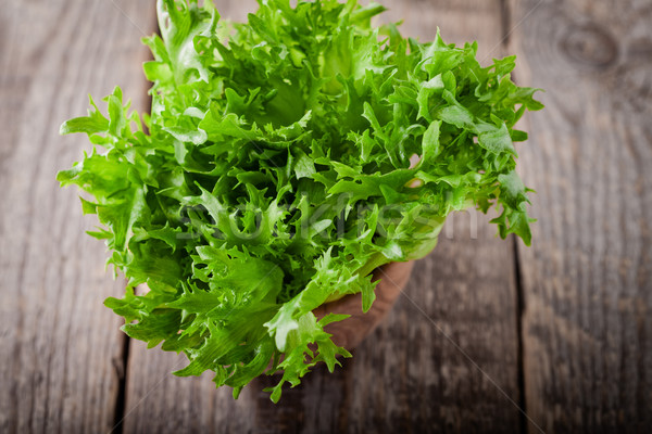 Frischen grünen Salat Holztisch Salat Landwirtschaft Stock foto © user_11224430