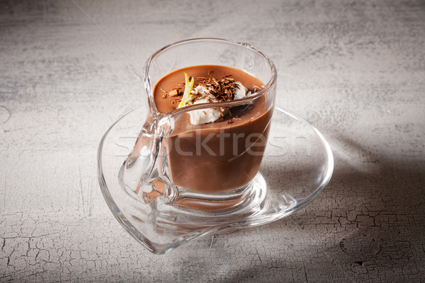 Шоколадный мусс десерта стекла служивший поверхность Сток-фото © user_11224430