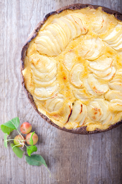 Almás pite fa asztal gluténmentes desszert pite fotózás Stock fotó © user_11224430