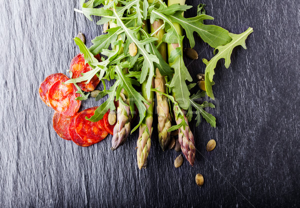 Asparagus salad with chorizo Stock photo © user_11224430