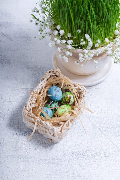 Stockfoto: Eieren · bloemen · witte · Pasen · symbolen
