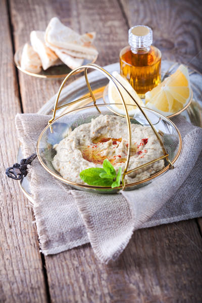 Baba ghanoush, eggplant dip, mediterranean food. Stock photo © user_11224430