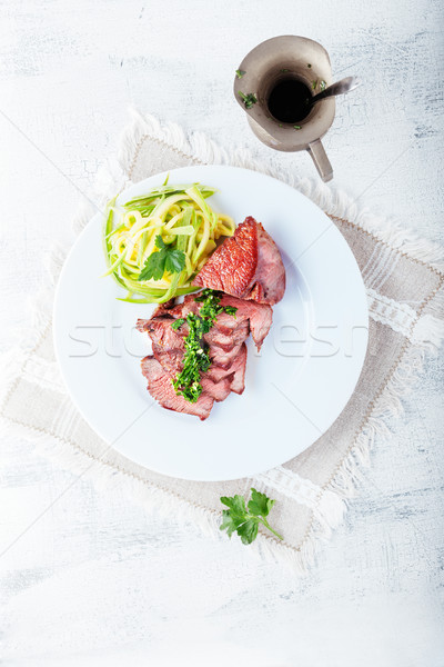 Zucchini pasta and meat Stock photo © user_11224430