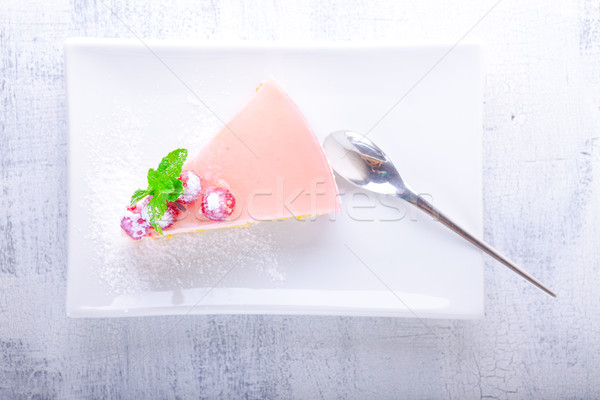 Stockfoto: Framboos · yoghurt · kwarktaart · stuk · cake · saus