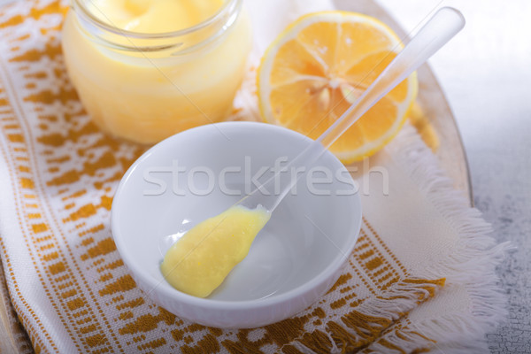 Stok fotoğraf: Limon · kaşık · hizmet · tablo · plaka · kahvaltı